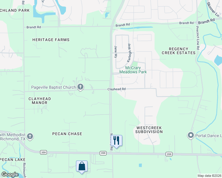 map of restaurants, bars, coffee shops, grocery stores, and more near 2802 McCrary Road in Richmond