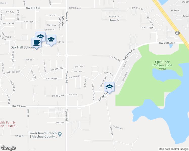 map of restaurants, bars, coffee shops, grocery stores, and more near 1828 Southwest 69 Way in Gainesville