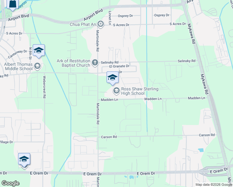 map of restaurants, bars, coffee shops, grocery stores, and more near 11625 Martindale Road in Houston