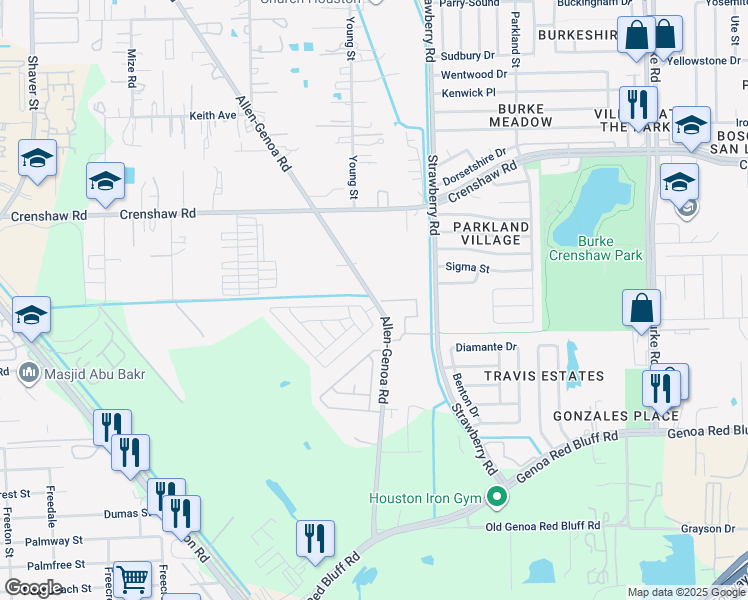 map of restaurants, bars, coffee shops, grocery stores, and more near 4941 Allen-Genoa Road in Pasadena