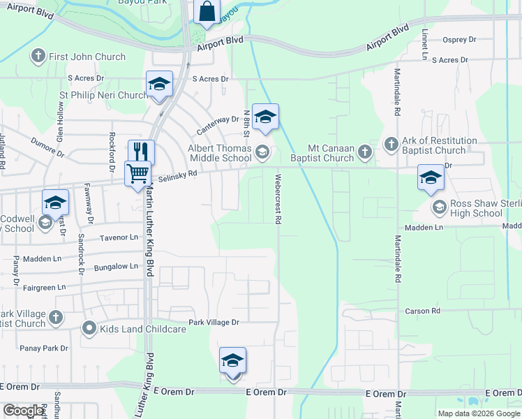 map of restaurants, bars, coffee shops, grocery stores, and more near 11428 Dark Amethyst Drive in Houston