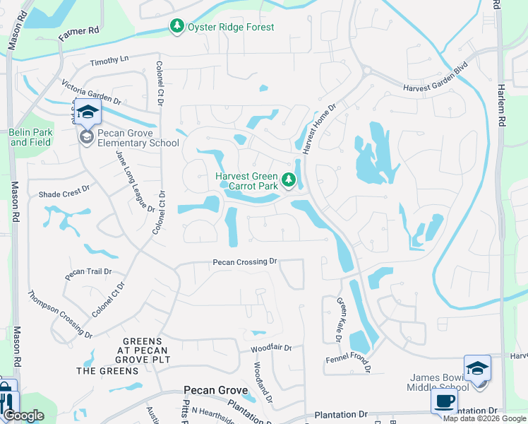 map of restaurants, bars, coffee shops, grocery stores, and more near 1303 Orange Pumpkin Lane in Richmond