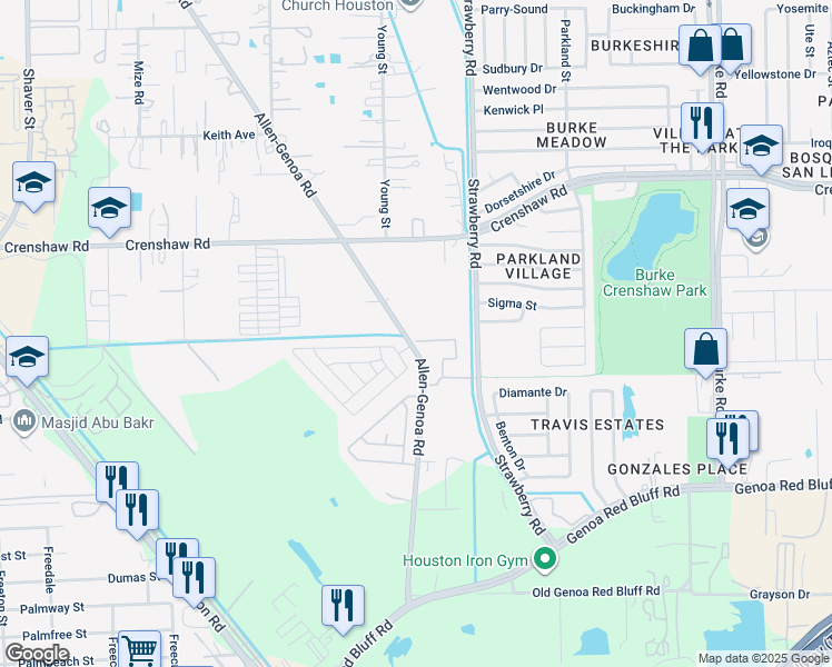map of restaurants, bars, coffee shops, grocery stores, and more near 4941 Allen-Genoa Rd in Pasadena