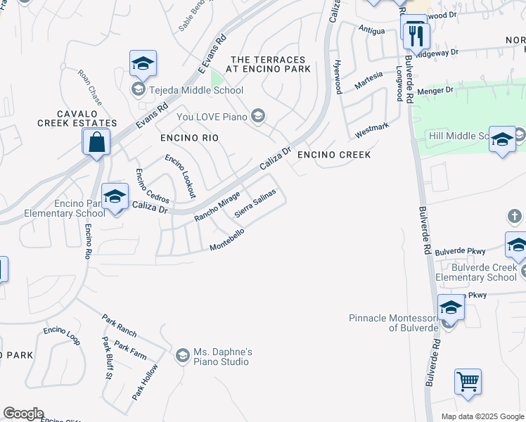 map of restaurants, bars, coffee shops, grocery stores, and more near 2722 Sierra Salinas in San Antonio