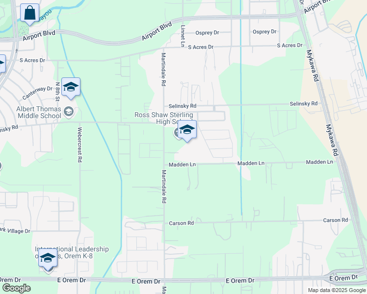 map of restaurants, bars, coffee shops, grocery stores, and more near 11625 Martindale Road in Houston