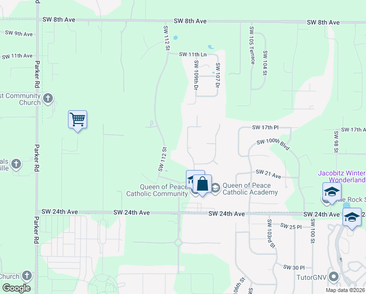map of restaurants, bars, coffee shops, grocery stores, and more near 1818 Southwest 110th Street in Gainesville