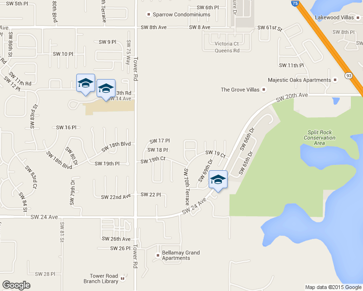 map of restaurants, bars, coffee shops, grocery stores, and more near 1734 Southwest 70th Terrace in Gainesville
