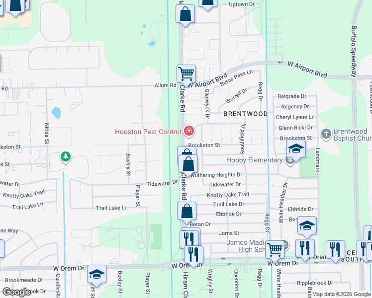 map of restaurants, bars, coffee shops, grocery stores, and more near in Houston