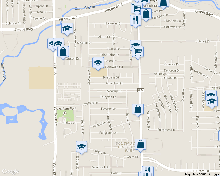 map of restaurants, bars, coffee shops, grocery stores, and more near 4239 Howcher Street in Houston