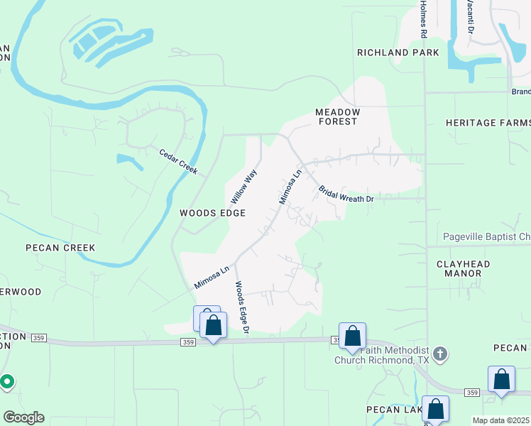 map of restaurants, bars, coffee shops, grocery stores, and more near 5400 Mimosa Lane in Richmond