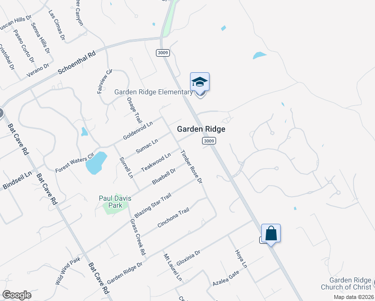 map of restaurants, bars, coffee shops, grocery stores, and more near 9516 Teakwood Drive in Garden Ridge