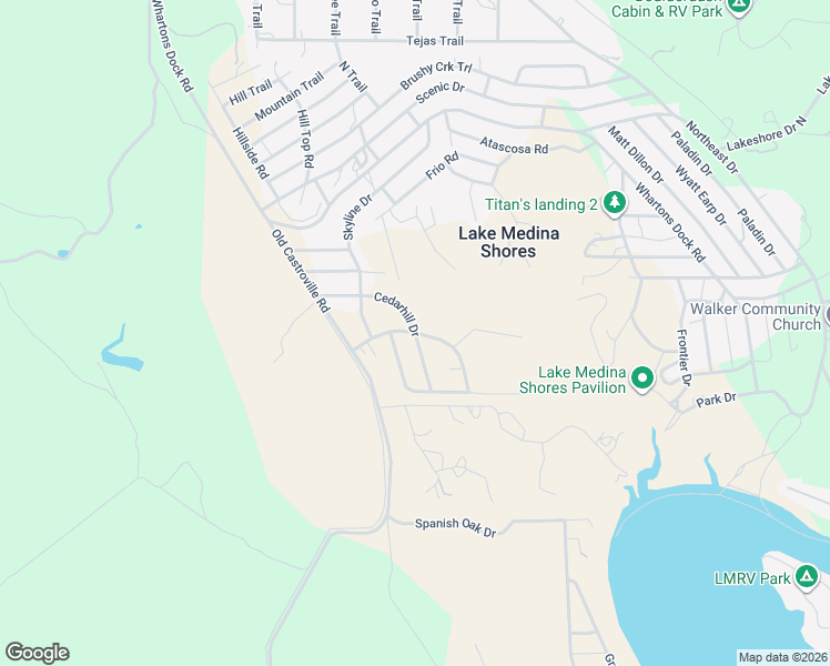 map of restaurants, bars, coffee shops, grocery stores, and more near 357 Cedarhill Drive in Bandera