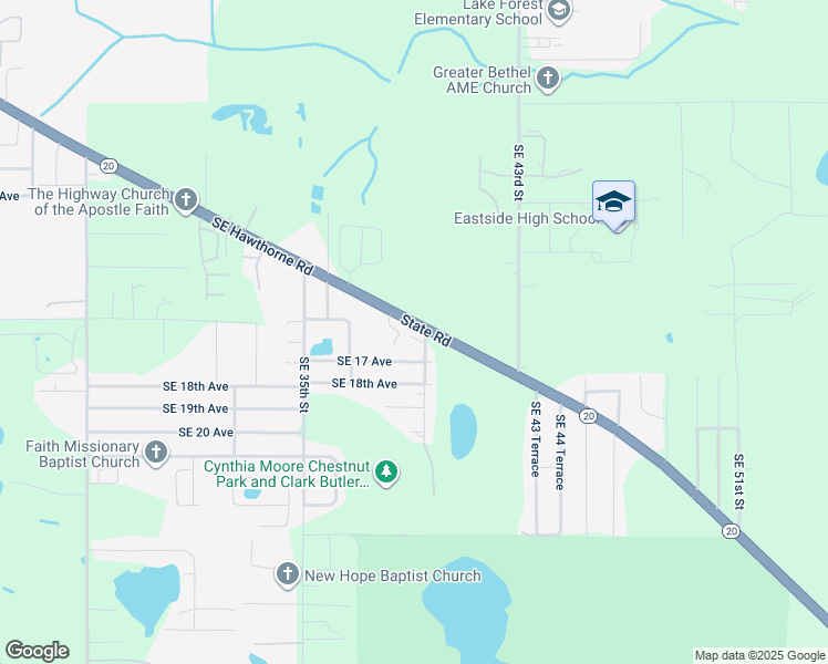 map of restaurants, bars, coffee shops, grocery stores, and more near 1600 Southeast 39th Terrace in Gainesville