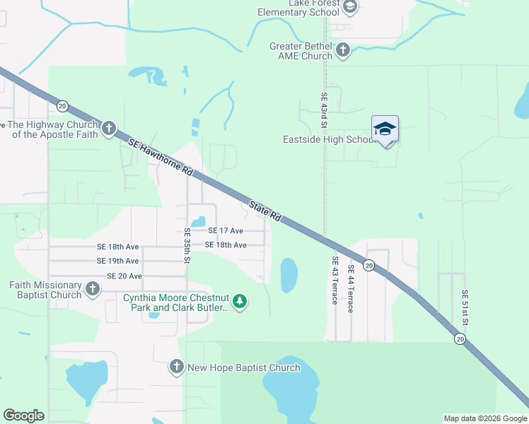 map of restaurants, bars, coffee shops, grocery stores, and more near 1602 Southeast 39 Terrace in Gainesville