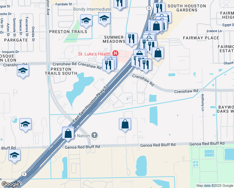 map of restaurants, bars, coffee shops, grocery stores, and more near 4811 East Sam Houston Parkway South in Pasadena