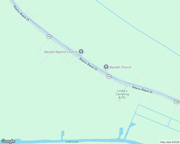 map of restaurants, bars, coffee shops, grocery stores, and more near 5483 Bayou Black Drive in Gibson