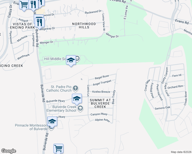 map of restaurants, bars, coffee shops, grocery stores, and more near 3931 Regal Rose in San Antonio