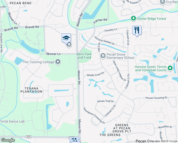 map of restaurants, bars, coffee shops, grocery stores, and more near 2219 Spanish Forest Lane in Richmond