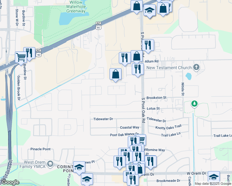 map of restaurants, bars, coffee shops, grocery stores, and more near 5602 Violet Path Lane in Houston
