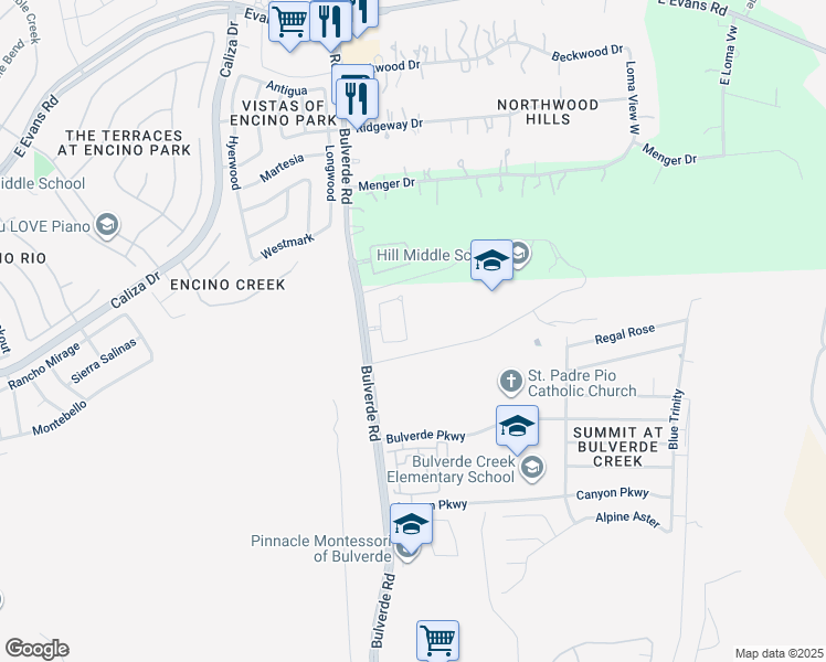 map of restaurants, bars, coffee shops, grocery stores, and more near 21010 Capri Oaks in San Antonio