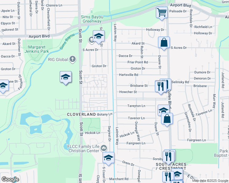 map of restaurants, bars, coffee shops, grocery stores, and more near 11310 Leitrim Way in Houston