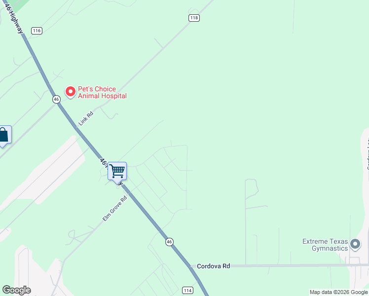 map of restaurants, bars, coffee shops, grocery stores, and more near 4141 Texas 46 in Seguin