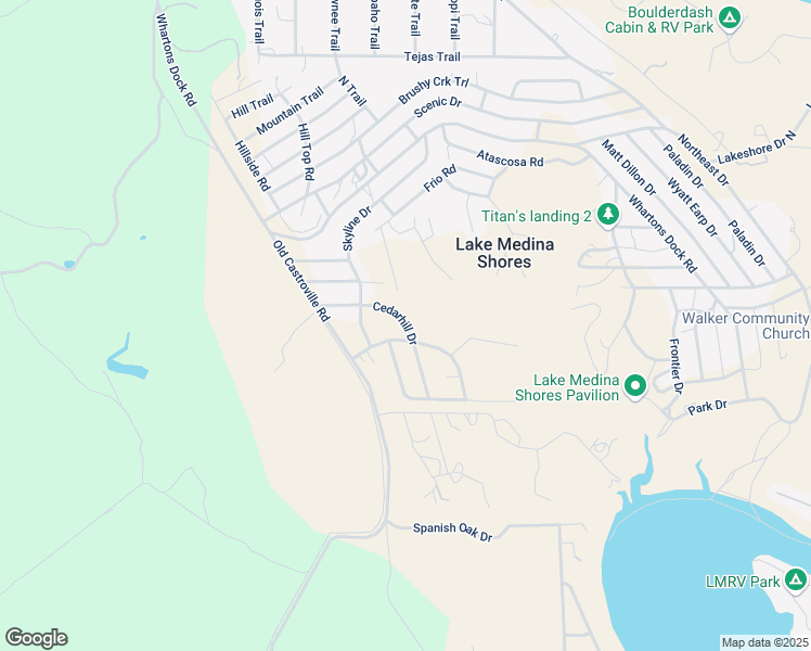 map of restaurants, bars, coffee shops, grocery stores, and more near 202 Cedar Hill Road in Pipe Creek