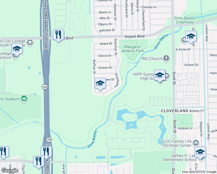 map of restaurants, bars, coffee shops, grocery stores, and more near 10971 Fairland Drive in Houston