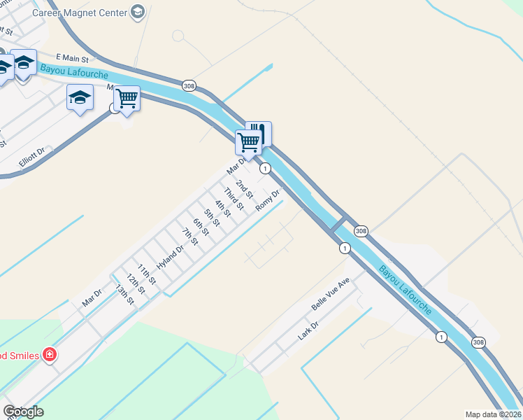 map of restaurants, bars, coffee shops, grocery stores, and more near 303 Romy Drive in Lockport