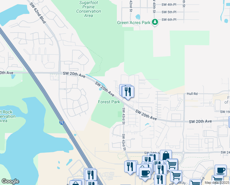 map of restaurants, bars, coffee shops, grocery stores, and more near in Gainesville