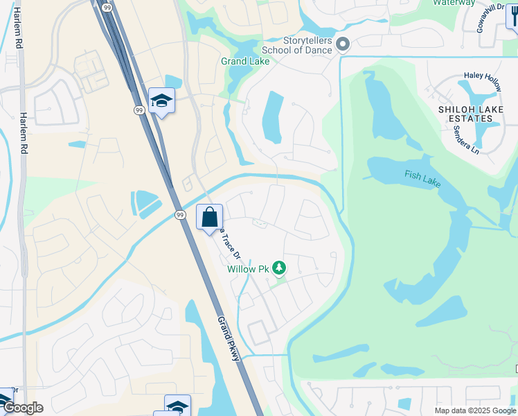 map of restaurants, bars, coffee shops, grocery stores, and more near 18135 Beltress Court in Richmond