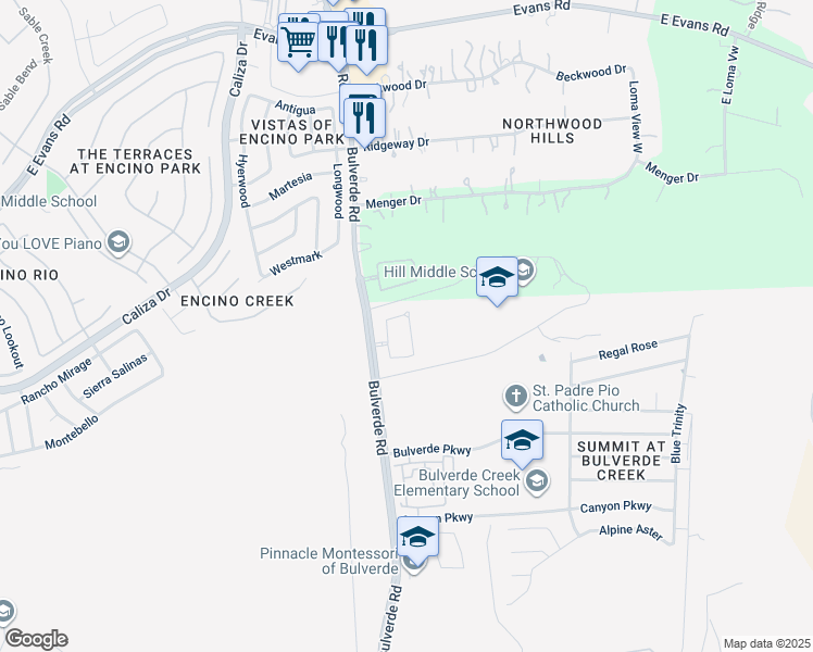 map of restaurants, bars, coffee shops, grocery stores, and more near 21010 Capri Oaks in San Antonio