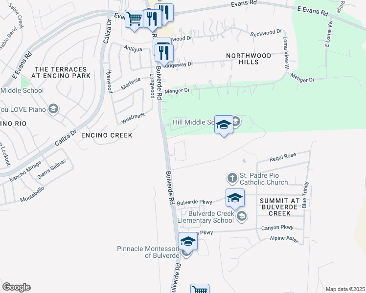 map of restaurants, bars, coffee shops, grocery stores, and more near 21010 Capri Oaks in San Antonio