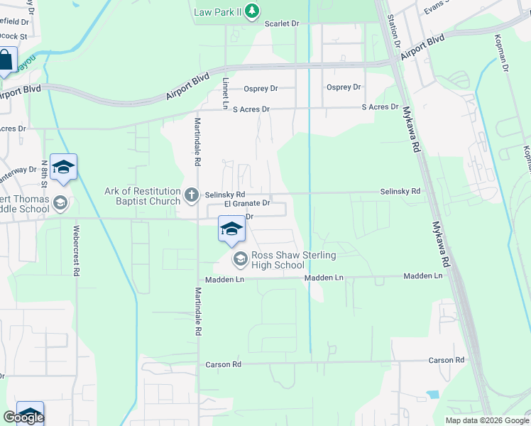 map of restaurants, bars, coffee shops, grocery stores, and more near 6215 El Granate Drive in Houston