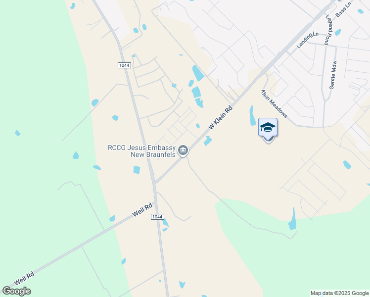 map of restaurants, bars, coffee shops, grocery stores, and more near 1588 West Klein Road in New Braunfels