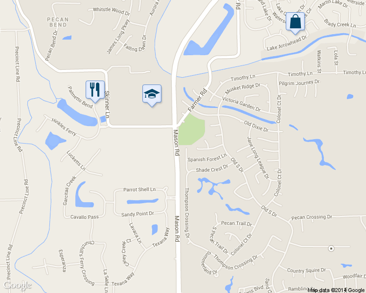 map of restaurants, bars, coffee shops, grocery stores, and more near 3119 Pecan Way Court in Richmond