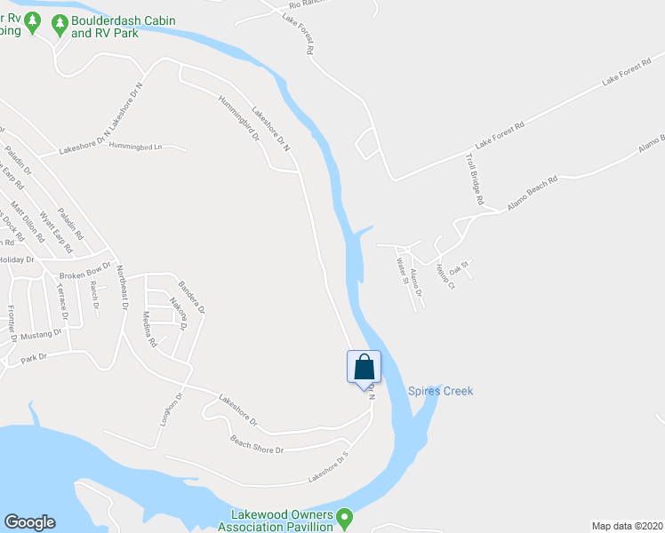 map of restaurants, bars, coffee shops, grocery stores, and more near 538 Lakeshore Drive North in Bandera