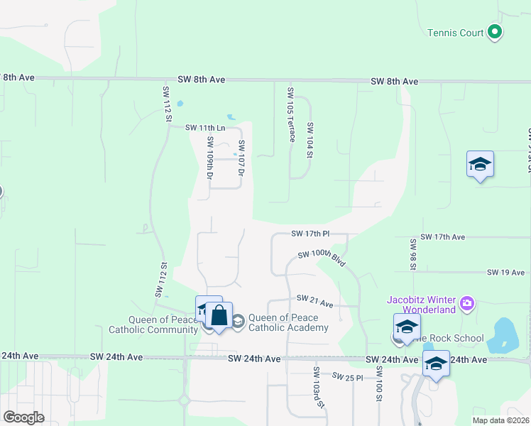 map of restaurants, bars, coffee shops, grocery stores, and more near 10607 Southwest 15th Lane in Gainesville