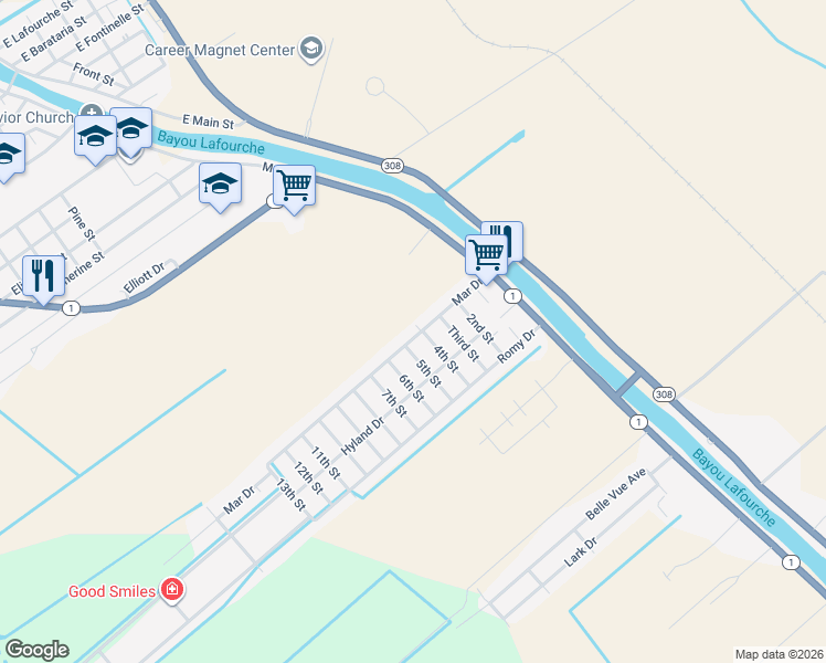 map of restaurants, bars, coffee shops, grocery stores, and more near 500-598 Mar Dr in Lockport
