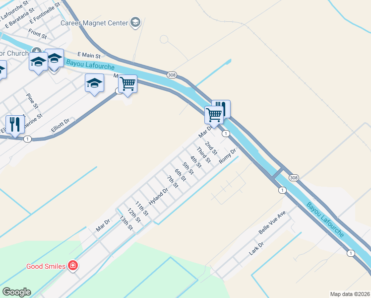 map of restaurants, bars, coffee shops, grocery stores, and more near 500 Mar Drive in Lockport