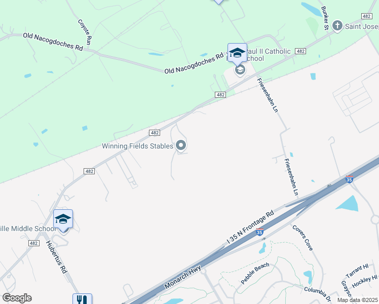 map of restaurants, bars, coffee shops, grocery stores, and more near 6955 Farm to Market Road 482 in New Braunfels