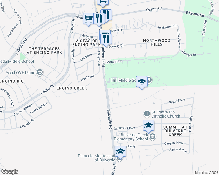 map of restaurants, bars, coffee shops, grocery stores, and more near 21403 Ravello Oaks in San Antonio