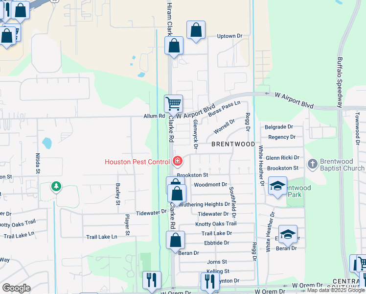 map of restaurants, bars, coffee shops, grocery stores, and more near 12938 Glenwyck Drive in Houston