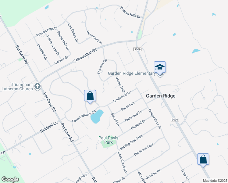 map of restaurants, bars, coffee shops, grocery stores, and more near 9342 Osage Circle in Garden Ridge
