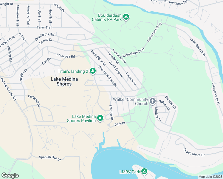 map of restaurants, bars, coffee shops, grocery stores, and more near 166 Doc Holiday Drive in Bandera