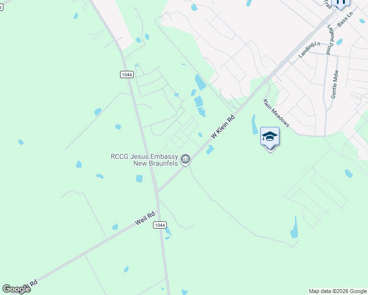 map of restaurants, bars, coffee shops, grocery stores, and more near 1588 West Klein Road in New Braunfels