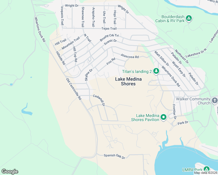 map of restaurants, bars, coffee shops, grocery stores, and more near 300 Pecos Road in Bandera