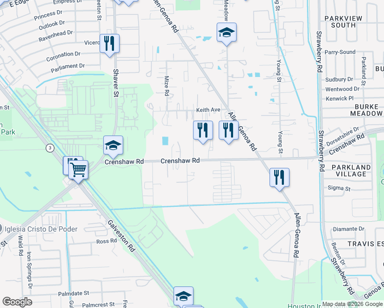 map of restaurants, bars, coffee shops, grocery stores, and more near 701 Crenshaw Road in Pasadena