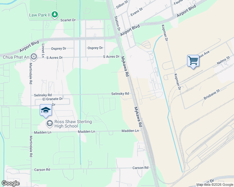 map of restaurants, bars, coffee shops, grocery stores, and more near 9700 Mykawa Road in Houston