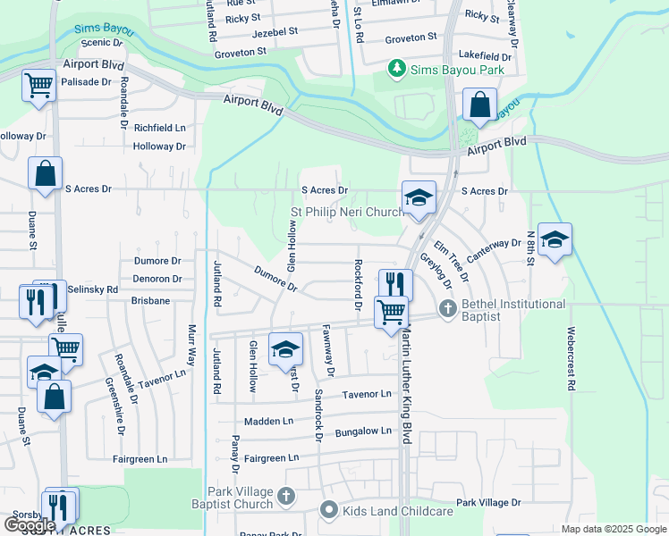 map of restaurants, bars, coffee shops, grocery stores, and more near 5231 Canterway Drive in Houston